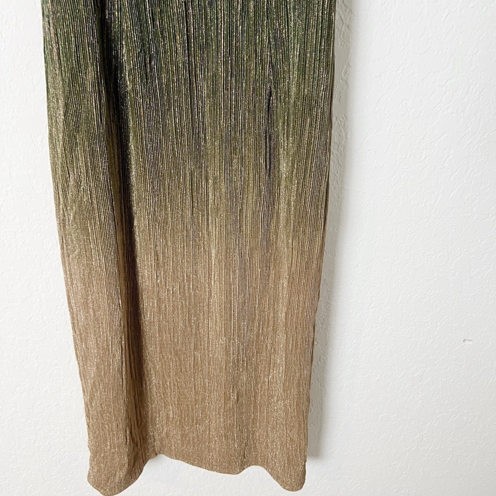 Dress The Population Gold and Green Metallic Midi Dress - Picture 3 of 8